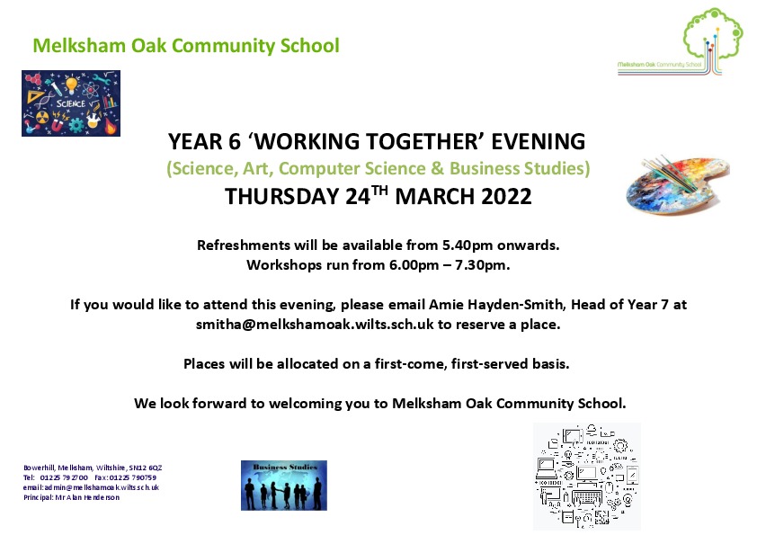 Melksham Oak Poster for Primary Schools March 2022