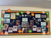Wal display showing the children's work about the 1970s.